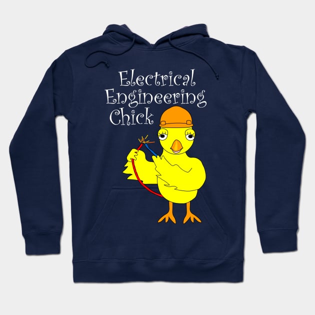 Electrical Engineering Chick White Text Hoodie by Barthol Graphics